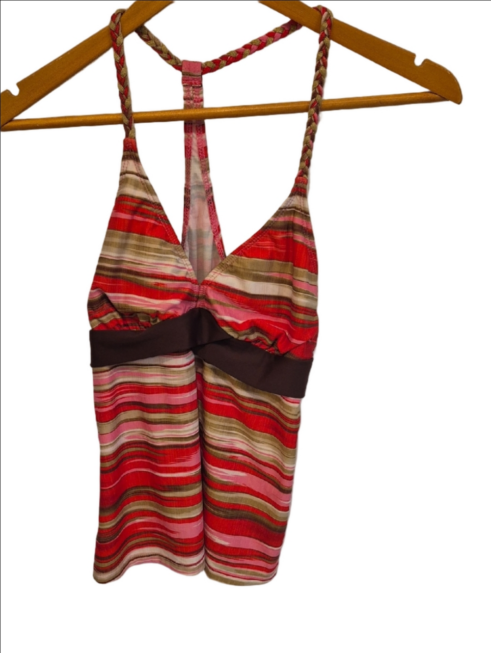 Athena Striped Red Pink Brown Tankini Swimwear